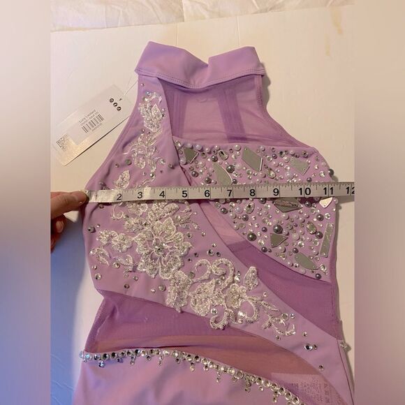 Custom solo custom dance costume leotard orchid lavender rhinestone AXS adul NEW - Picture 9 of 12
